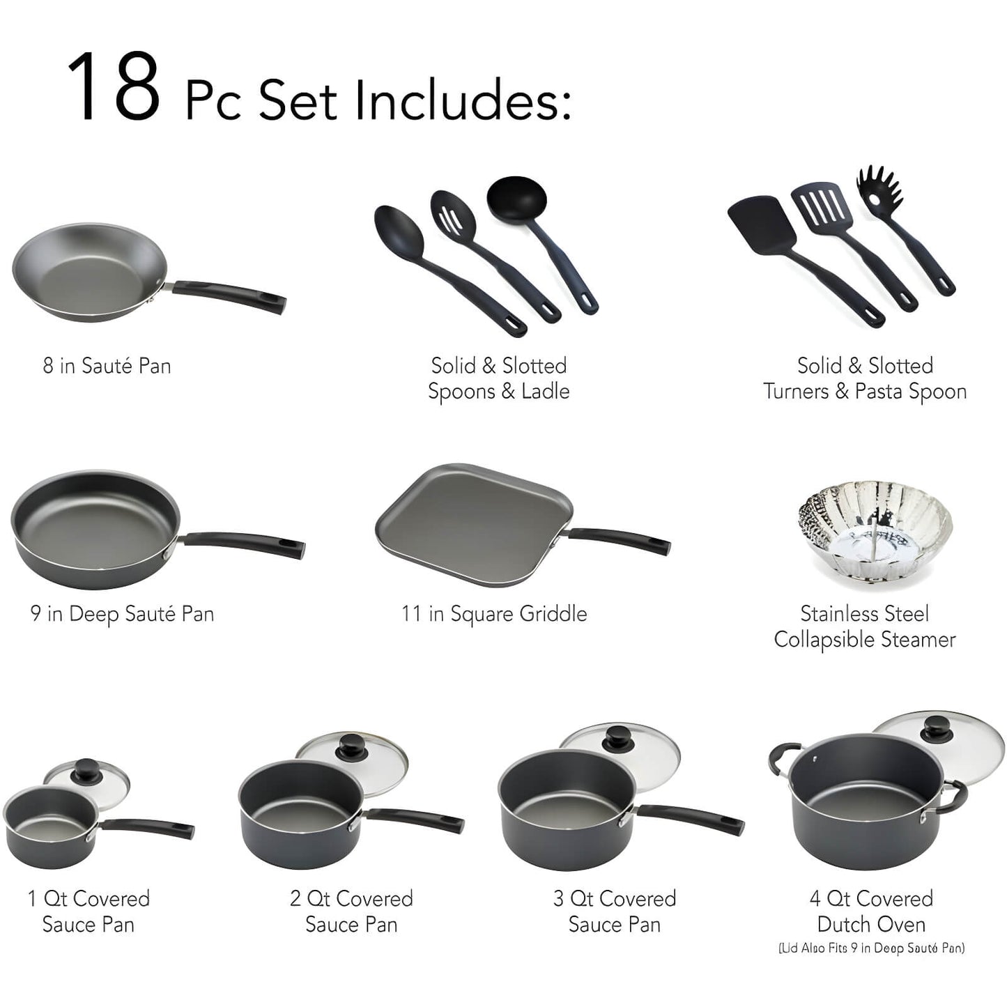 18 Piece Nonstick Cookware Set