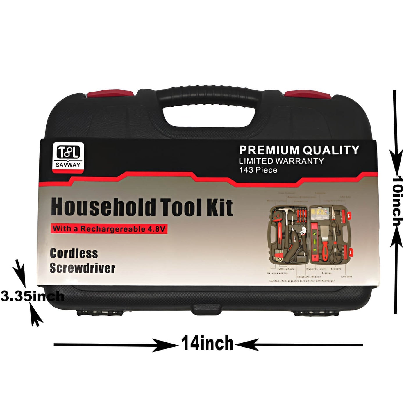 143-piece Home Tool Kit with Cordless Screwdriver