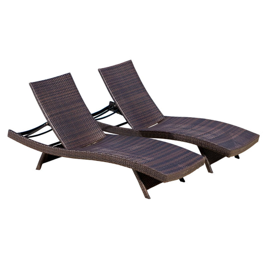Outdoor Wicker Chaise Lounges, Set Of 2
