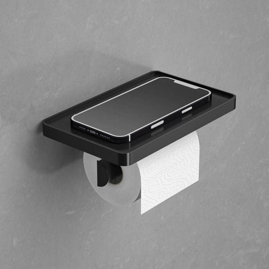 Modern Black Toilet Paper Holder with Shelf