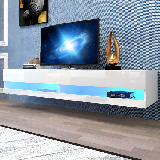 White Floating 80" TV Stand with RGB Lightning