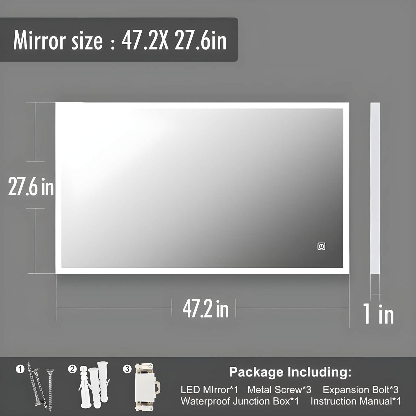 LED Bathroom Mirror 48 x 28 inch