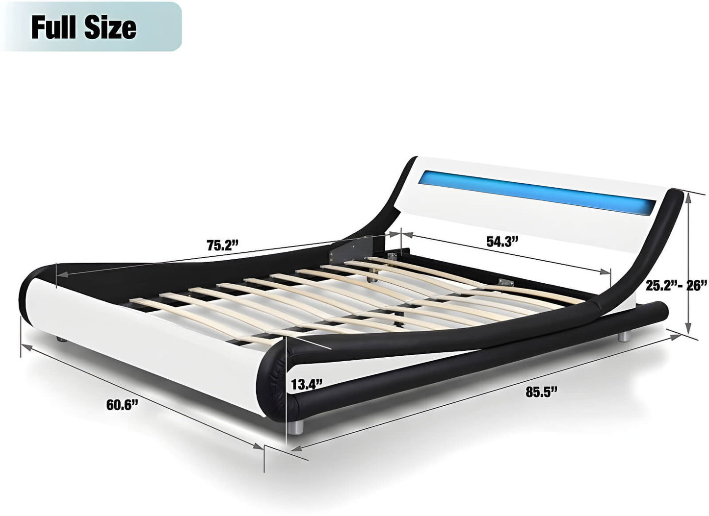 Upholstered Modern Full Size Platform Bed