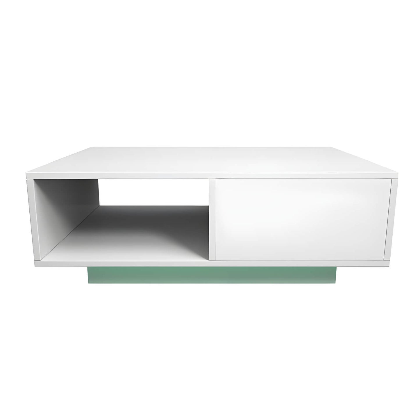 White Coffee Table with Storage and LED Lightning
