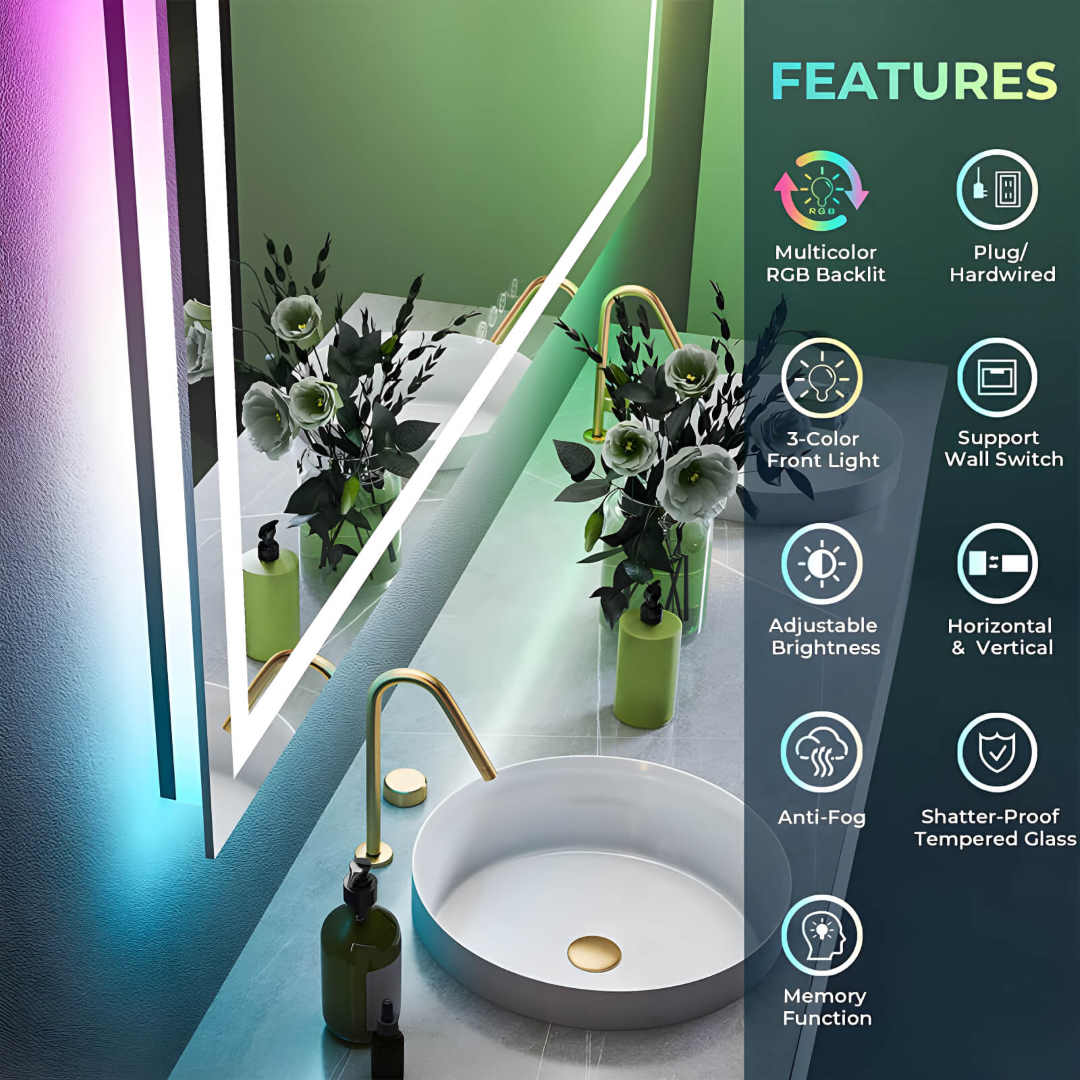 LED Bathroom Mirror with RGB | 32 inch