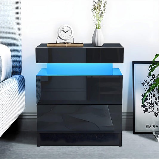 Modern LED Nightstand with Drawer