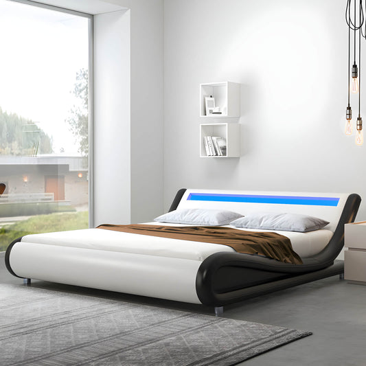 Upholstered Modern Queen Size Platform Bed